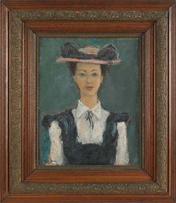 Appraisal: Oil on board portrait of a woman signed Von Hess