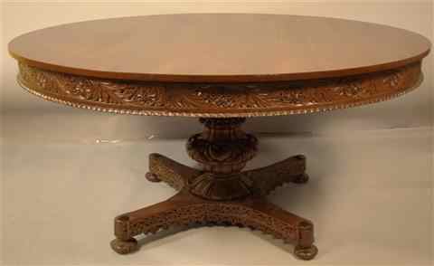 Appraisal: ANGLO INDIAN HARDWOOD CENTER TABLE the circular top with foliate