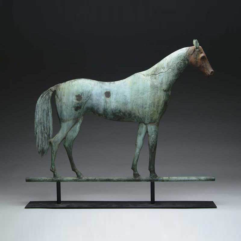 Appraisal: IMPORTANT AND RARE STANDING HORSE WEATHERVANE Full bodied copper horse