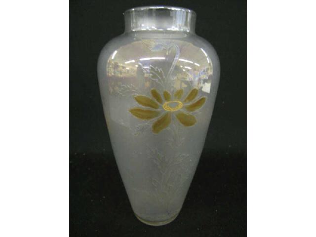 Appraisal: Dorflinger Art Glass Vase etched butterfly floral on iridescent background