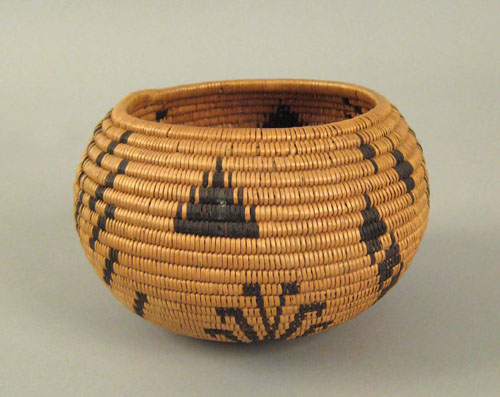 Appraisal: Native American coiled basketry bowl ca with geometric designs h