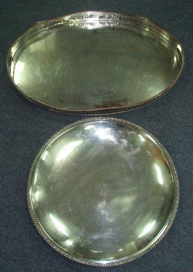 Appraisal: A large galleried tray together with a Westminster plated circular