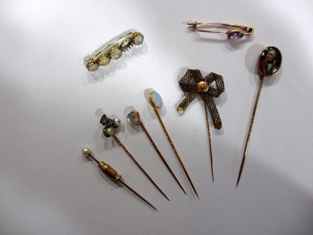 Appraisal: Lot comprising a collection of six various stick pins with