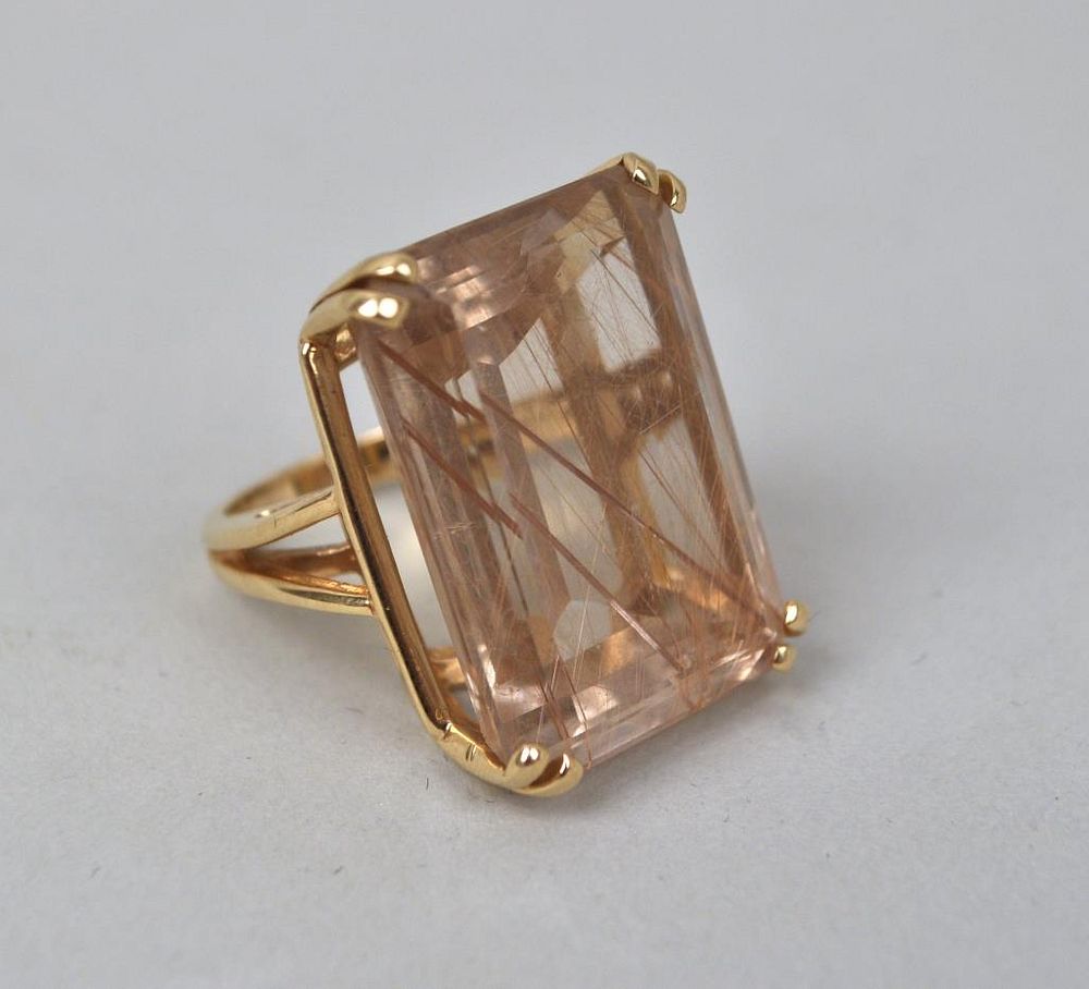 Appraisal: K Gold Reticulated Quartz Stone Ring the stone high wide