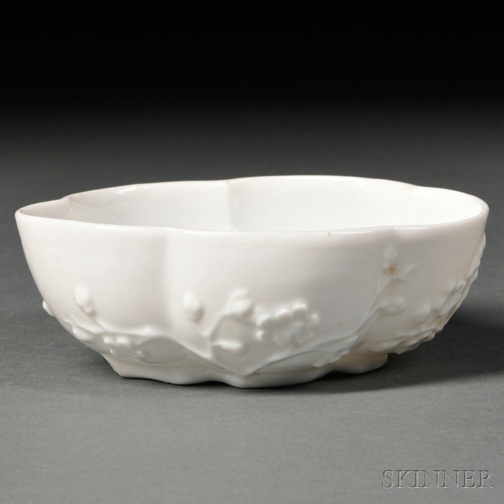 Appraisal: Blanc-de-Chine Bowl China Qing Dynasty of flower petal form the