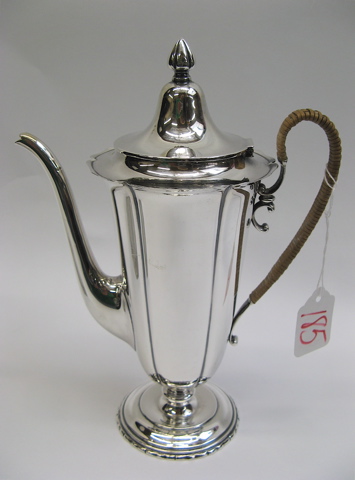 Appraisal: AMERICAN STERLING SILVER DEMITASSE COFFEE POT with hinged lid and