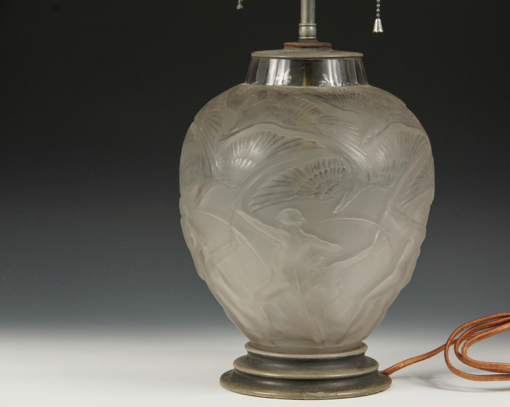 Appraisal: LALIQUE CRYSTAL VASE AS A TABLE LAMP - Rene Lalique