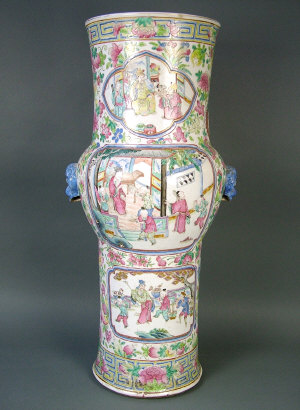 Appraisal: A Chinese famille rose vase th century of gu form