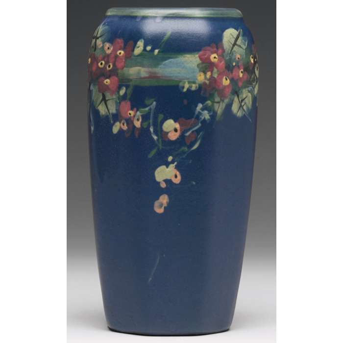 Appraisal: Weller Blue and Decorated vase octagonal shape with a colorful