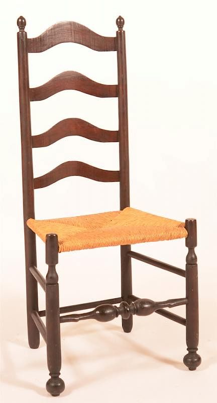 Appraisal: th Century Rush Seat Ladder Back Side Chair American th