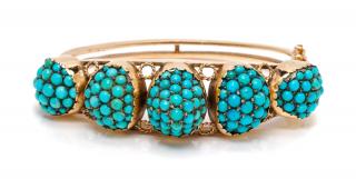 Appraisal: A Yellow Gold and Turquoise Bangle Bracelet dwts A Yellow