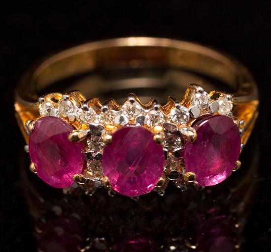 Appraisal: Lady's K yellow gold diamond and ruby ring rubies approximately