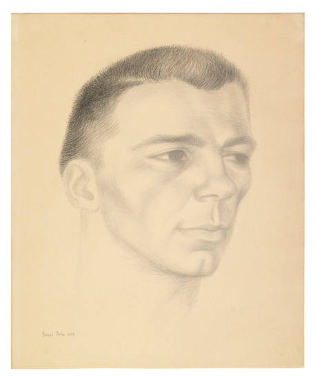 Appraisal: BERNARD PERLIN Portrait of Ted Starkowski Pencil on cream wove