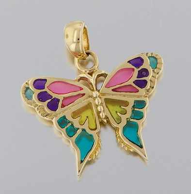 Appraisal: A Plique-a-Jour Butterfly Pendant k yellow gold pendant in the