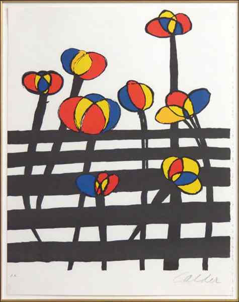 Appraisal: ALEXANDER CALDER - FLOWERS AT THE FENCE Lithograph in colors