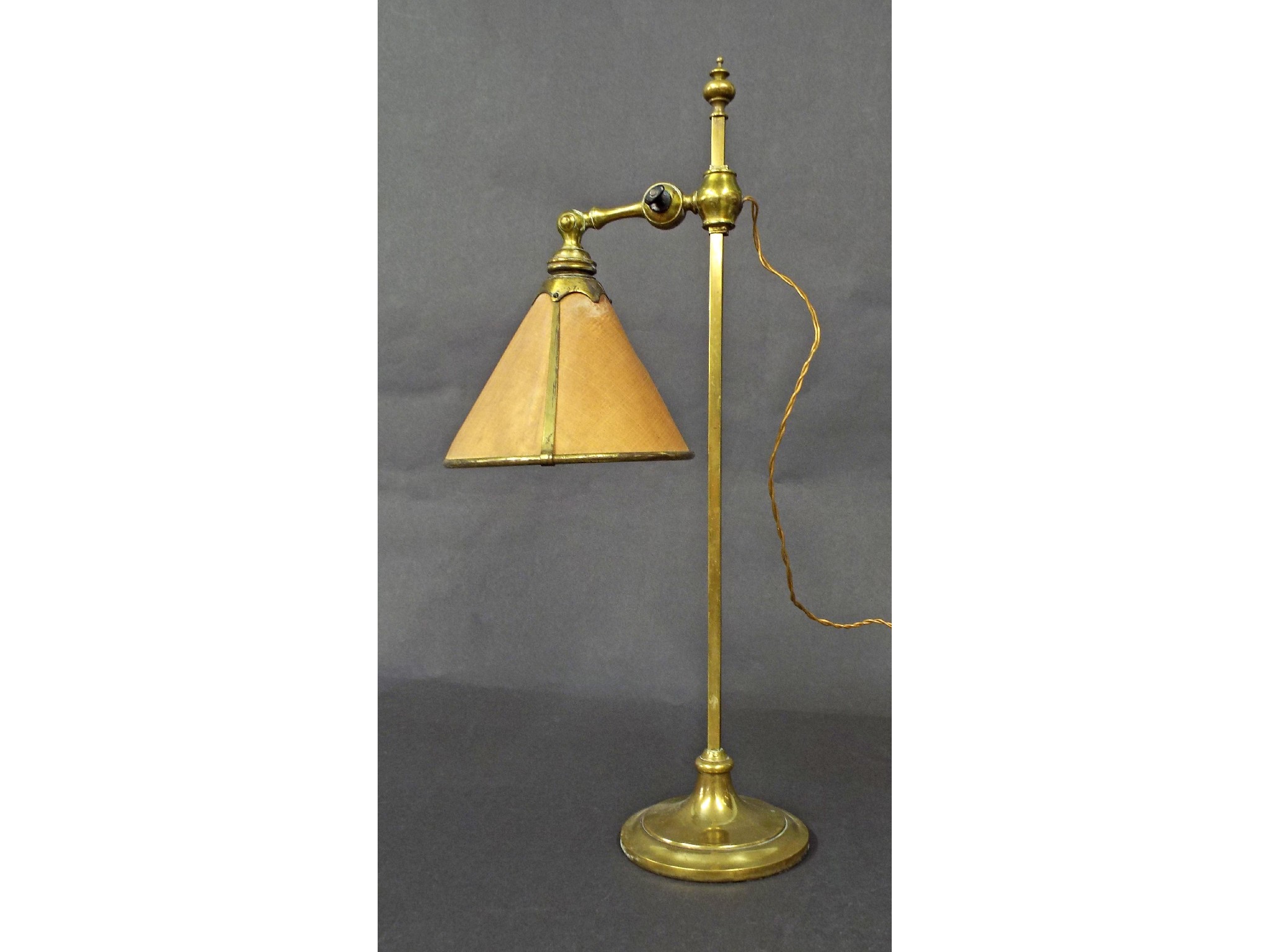 Appraisal: Interesting brass rise-and-fall table lamp in the manner of Benson