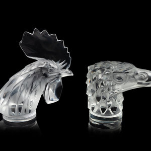 Appraisal: Two Lalique Molded and Frosted Glass Mascots th Century comprising