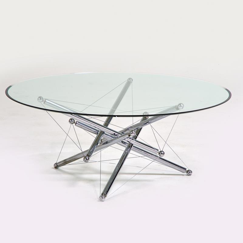 Appraisal: THEODORE WADDELL CASSINA Coffee table Italy s Chromed steel metal