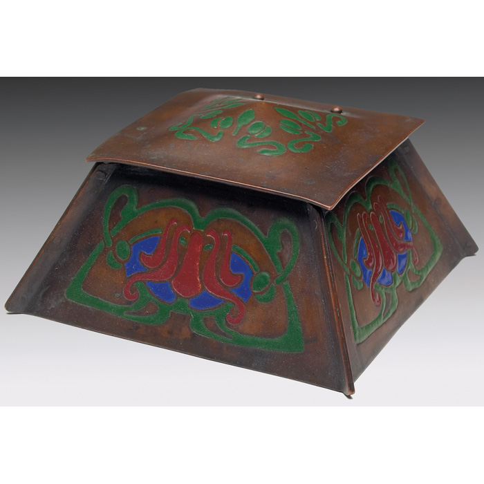 Appraisal: The Arts and Crafts Shop inkwell copper with colorful enameled