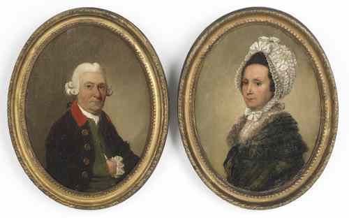 Appraisal: Pair of English oil on canvas portraits late th c