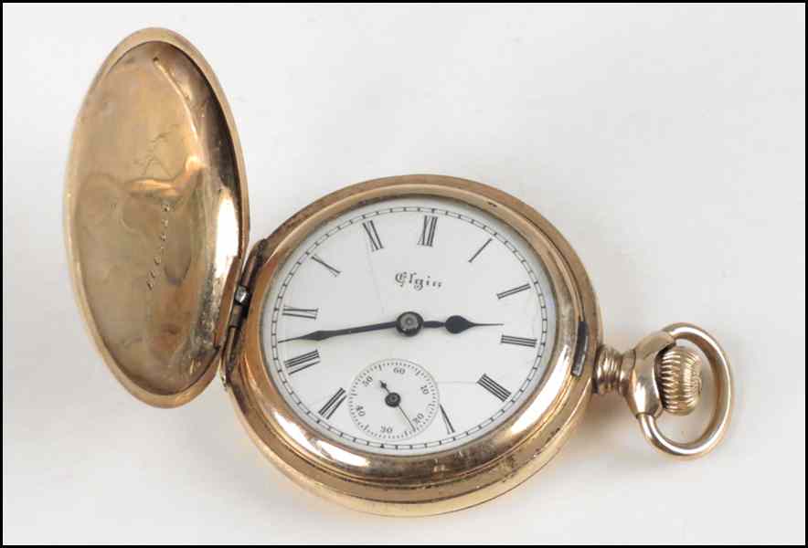 Appraisal: ELGIN KARAT YELLOW GOLD POCKETWATCH Front cover is engraved ''NELL''