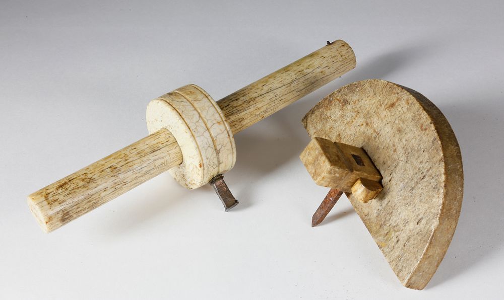 Appraisal: Two Whale Bone Carpenters Scribing Tools circa - Two Whale