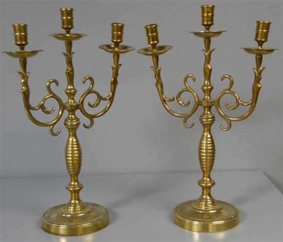 Appraisal: Pair of Dutch brass candelabra th century each with two