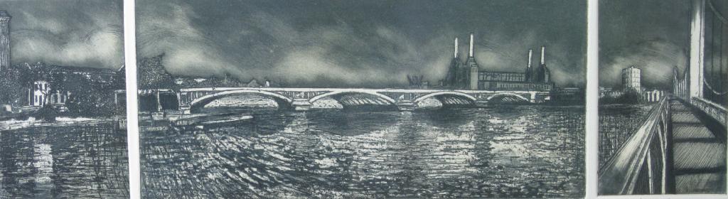 Appraisal: ISABEL HUTCHISON Grosvenor Bridge pencil signed and numbered etching x