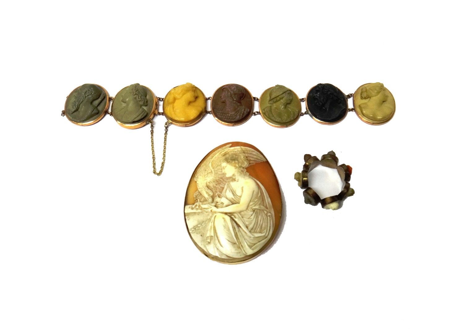 Appraisal: A Victorian gold mounted lava cameo bracelet formed as a