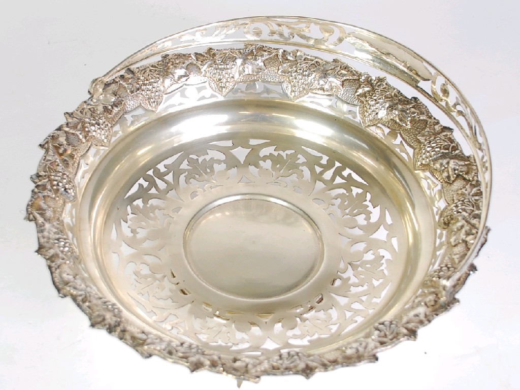 Appraisal: EARLY TWENTIETH CENTURY PORTUGESE SILVER FRUIT BASKET with pierced and