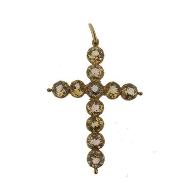 Appraisal: A th Century topaz cruciform pendant Set with circular cut