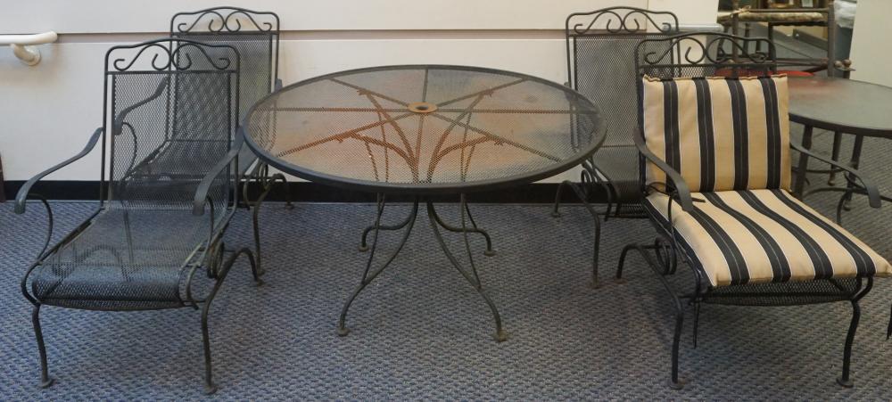 Appraisal: WROUGHT IRON TABLE AND FOUR CHAIRS X IN X CM