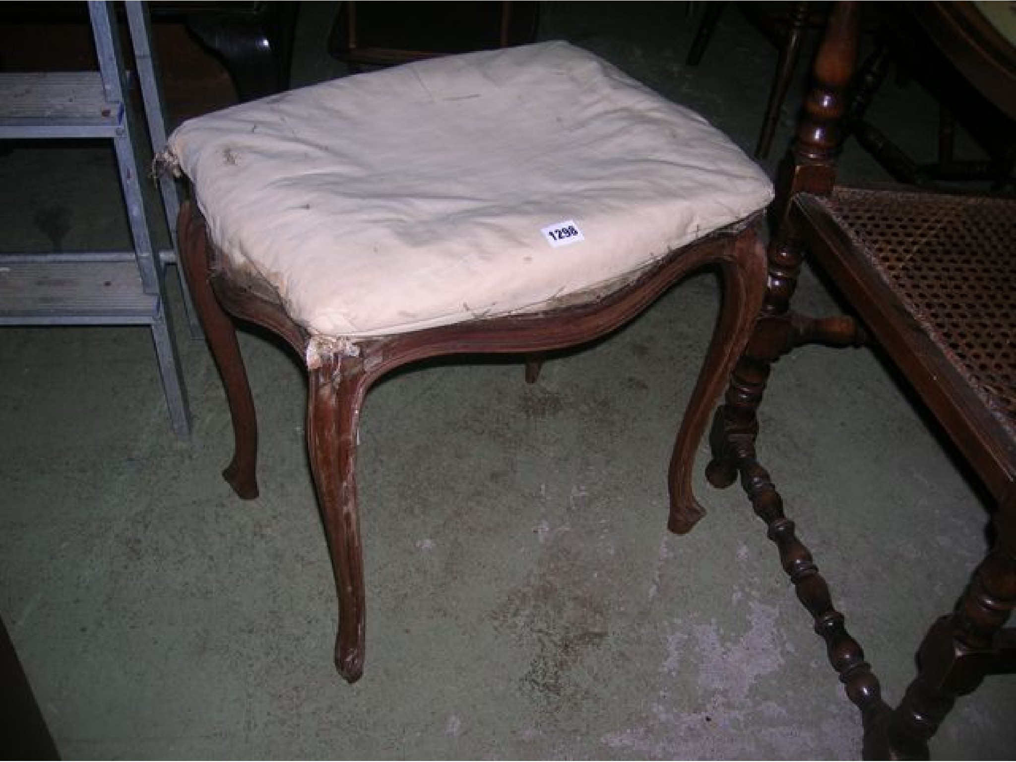 Appraisal: A Victorian dressing stool the simply upholstered seat with serpentine