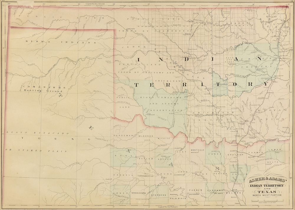 Appraisal: AN ANTIQUE AMERICAN RECONSTRUCTION ERA MAP Indian Territory and Texas