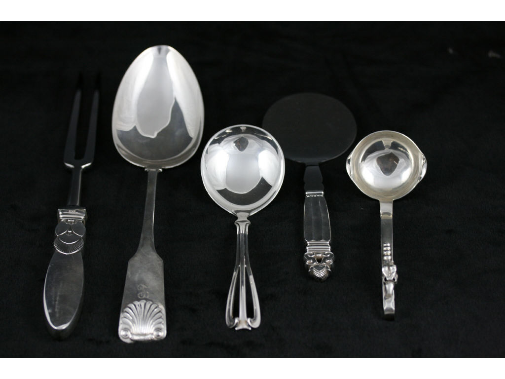 Appraisal: Five Danish Sterling Silver Serving Pieces the first a tomato