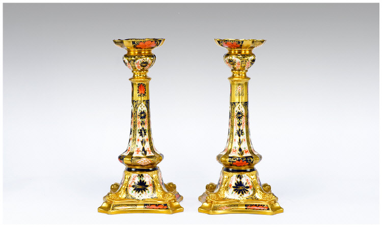 Appraisal: Royal Crown Derby Imari Pattern Pair of Candlesticks date code