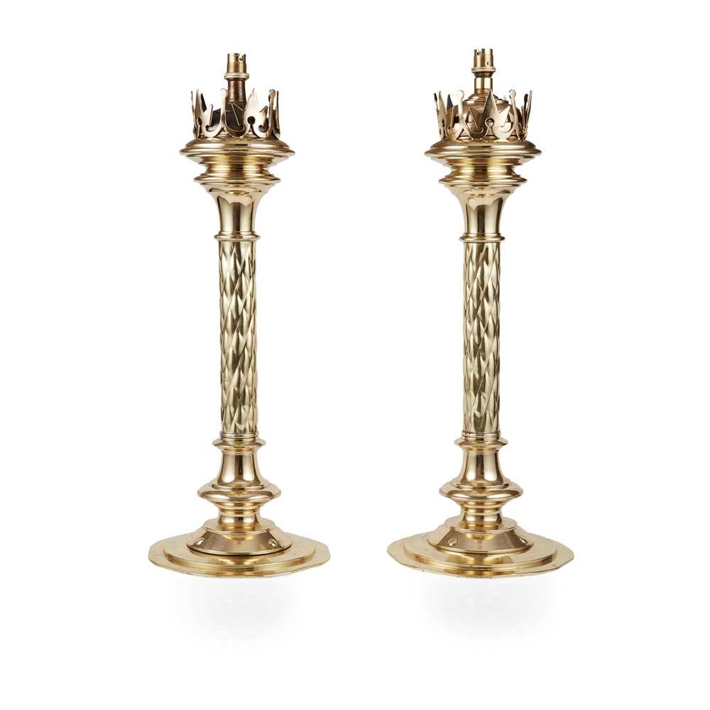 Appraisal: MANNER OF HARDMAN CO PAIR OF GOTHIC REVIVAL NEWEL CANDLESTICKS