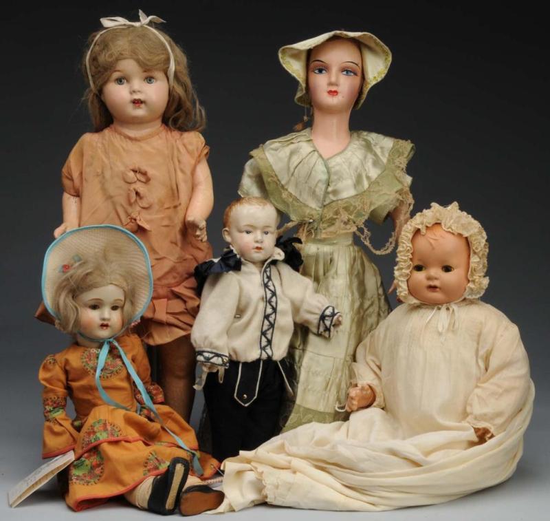 Appraisal: Lot of Composition Dolls Description Boudoir doll with no wig