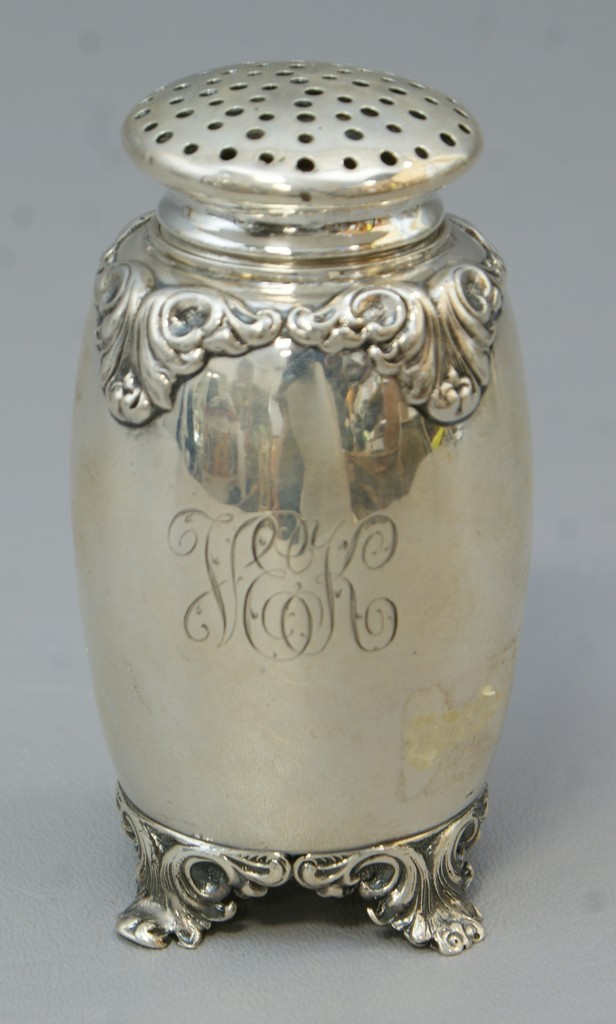 Appraisal: Ornate sterling silver shaker tall TO