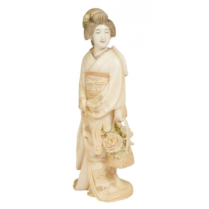 Appraisal: Japanese Carved and Polychromed Ivory Figure of a Geisha early