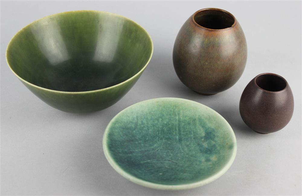 Appraisal: FOUR SAXBO POTTERY ITEMS INCLUDING PIECES BY EVA STAEHR NIELSEN