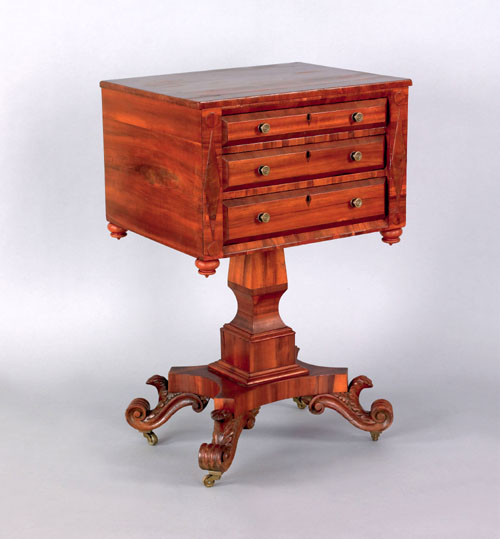 Appraisal: New England Federal mahogany work stand ca with three drawers