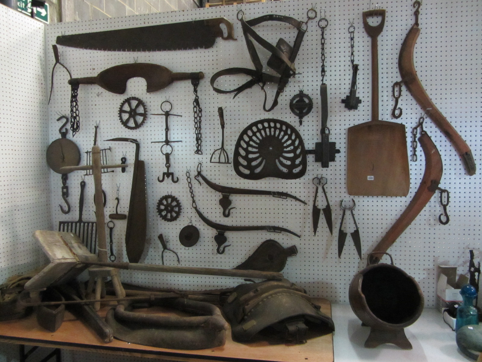 Appraisal: A large quantity of agricultural implements horse tack a malt