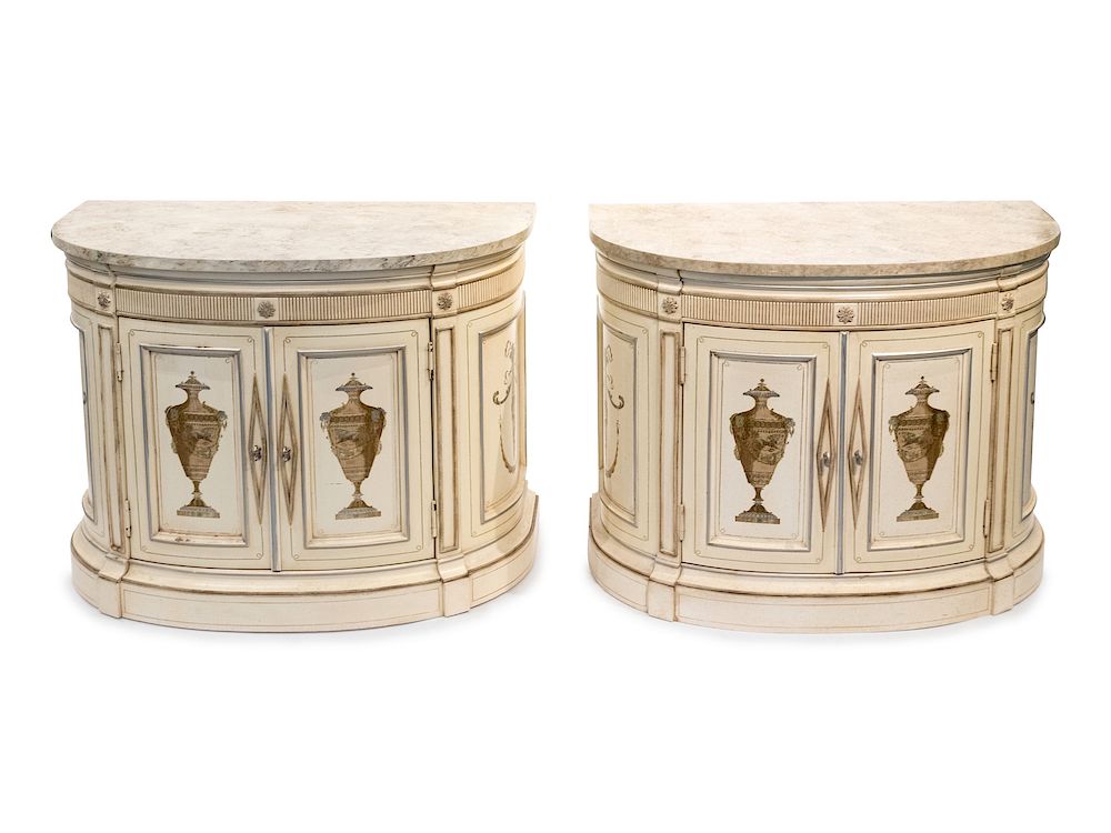 Appraisal: A Pair of Neoclassical Style Painted Cabinets A Pair of