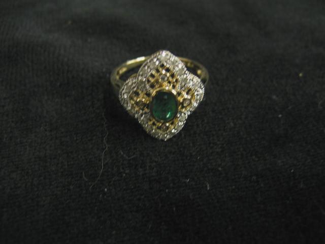 Appraisal: Emerald Diamond Ring approx carat rich oval gem surrounded by