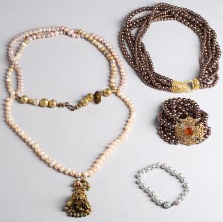 Appraisal: Costume Jewelry Pearl Pieces Including IMAN Comprising a layered white