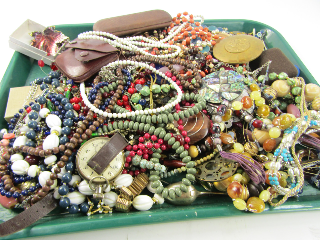 Appraisal: Costume jewellery including necklaces beads bracelets brooches and watches