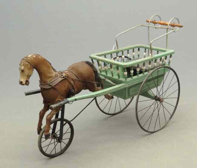 Appraisal: th c horse and cart riding toy in old paint