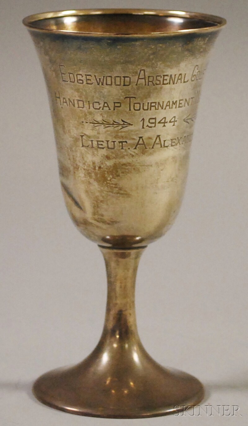 Appraisal: Sheffield Sterling Silver Trophy Goblet from the Edgewood Arsenal Golf