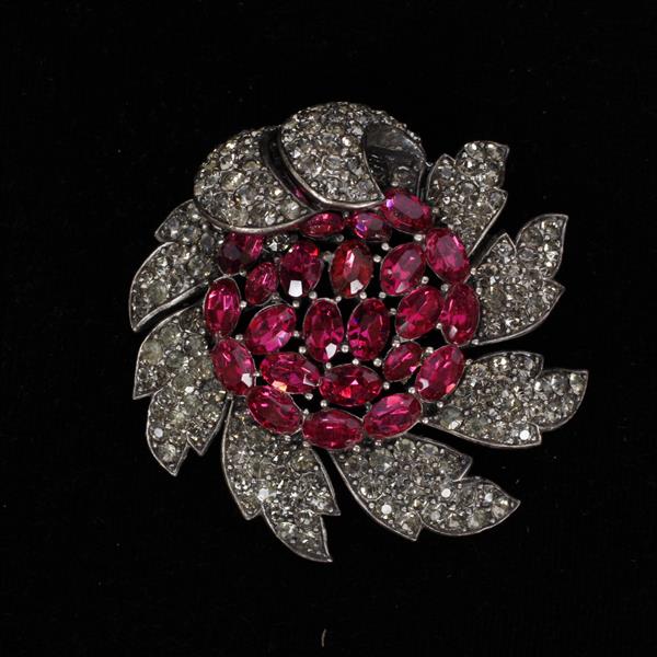 Appraisal: Trifari Alfred Philippe Diamonte Flower Brooch Pin No missing stones